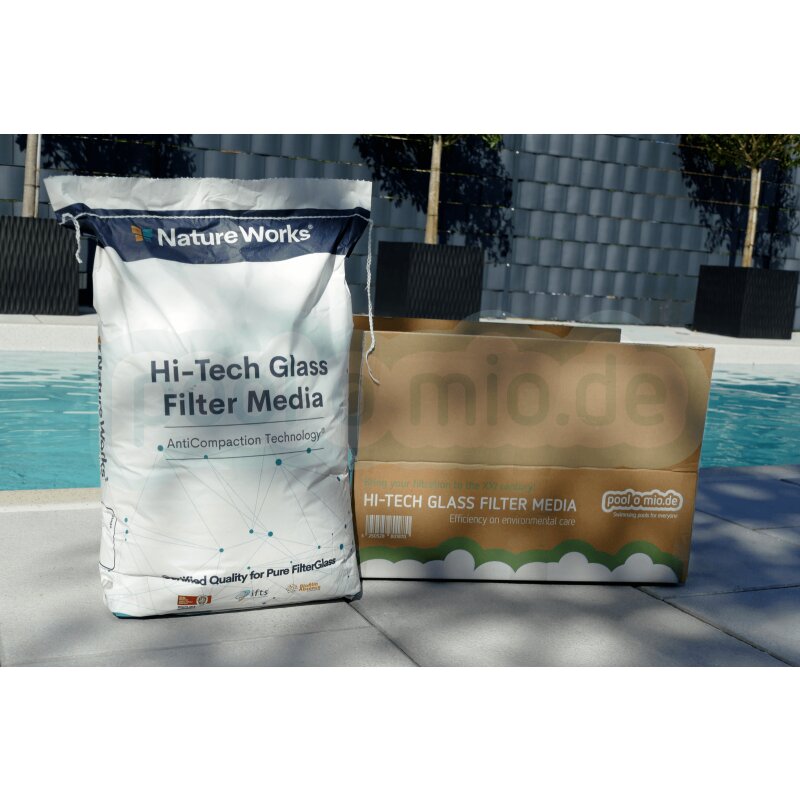 umweltschonend Sandfilteranlage 20 kg Körnung 0,6 bis 1,0 mm von 100% reinem Flachglas Nature Works Hi-Tech Filterglas für Pool Filteranlagen 